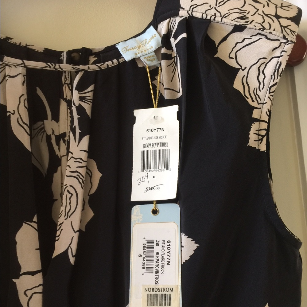 🎉HP🎉 NWT Tracy Reese Black/Parchment Rose Dress - Picture 7 of 8